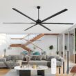 Breezary HVLS Oversized Industrial 120-in Matte Black with Black Aluminum Blades Ceiling Fan Without Light and Remote Control Included 6 -Blade
