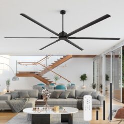 Breezary HVLS Oversized Industrial 120-in Matte Black with Black Aluminum Blades Ceiling Fan Without Light and Remote Control Included 6 -Blade