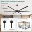 Breezary HVLS Oversized Industrial 120-in Matte Black with Black Aluminum Blades Ceiling Fan Without Light and Remote Control Included 6 -Blade