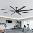 Breezary Industrial HVLS Commercial 100-in Matte Black with Black Aluminum Blades Ceiling Fan Without Light and Remote Control Included 8 -Blade