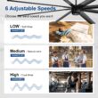Breezary Industrial HVLS Commercial 100-in Matte Black with Black Aluminum Blades Ceiling Fan Without Light and Remote Control Included 8 -Blade