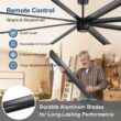 Breezary Industrial HVLS Commercial 100-in Matte Black with Black Aluminum Blades Ceiling Fan Without Light and Remote Control Included 8 -Blade
