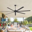 Breezary 8 ft HVLS Oversized Industrial 96-in Matte Black with Black Aluminum Blades Ceiling Fan Without Light and Remote Control Included 7 -Blade