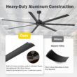 Breezary 8 ft HVLS Oversized Industrial 96-in Matte Black with Black Aluminum Blades Ceiling Fan Without Light and Remote Control Included 7 -Blade
