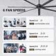 Breezary 8 ft HVLS Oversized Industrial 96-in Matte Black with Black Aluminum Blades Ceiling Fan Without Light and Remote Control Included 7 -Blade