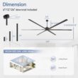 Breezary HVLS Oversized Industrial 120-in Matte Black with Black Aluminum Blades Ceiling Fan Without Light and Remote Control Included 6 -Blade
