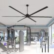 Breezary HVLS Oversized Industrial 120-in Black with Black Aluminum Blades Ceiling Fan Without Light and Remote Control Included 6 -Blade