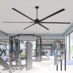Breezary HVLS Oversized Industrial 120-in Black with Black Aluminum Blades Ceiling Fan Without Light and Remote Control Included 6 -Blade