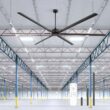 Breezary HVLS Oversized Industrial 120-in Black with Black Aluminum Blades Ceiling Fan Without Light and Remote Control Included 6 -Blade