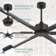 Breezary HVLS Oversized Industrial 120-in Black with Black Aluminum Blades Ceiling Fan Without Light and Remote Control Included 6 -Blade
