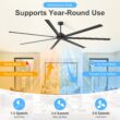 Breezary 9 ft HVLS Oversized Industrial 108-in Matte Black with Black Aluminum Blades Ceiling Fan Without Light and Remote Control Included 7 -Blade
