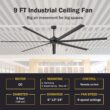 Breezary 9 ft HVLS Oversized Industrial 108-in Matte Black with Black Aluminum Blades Ceiling Fan Without Light and Remote Control Included 7 -Blade