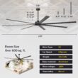 Breezary 9 ft HVLS Oversized Industrial 108-in Matte Black with Black Aluminum Blades Ceiling Fan Without Light and Remote Control Included 7 -Blade