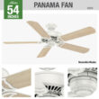 Casablanca Panama 54-in Fresh White with Fresh White/Rustic Oak Veneer Blades Ceiling Fan Light Kit Compatible and Wall Control Included 5 -Blade