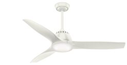 Casablanca Wisp 52-in Fresh White with Fresh White Blades LED Downrod or Flush Mount Ceiling Fan With Light and Remote Control Included 3 -Blade