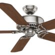 Casablanca Panama 54-in Brushed Nickel with Walnut/Burnt Walnut Blades Downrod or Flush Mount Ceiling Fan Light Kit Compatible and Remote Control Included 5 -Blade