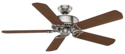 Casablanca Panama 54-in Brushed Nickel with Walnut/Burnt Walnut Blades Downrod or Flush Mount Ceiling Fan Light Kit Compatible and Remote Control Included 5 -Blade
