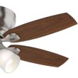 Casablanca Durant 44-in Brushed Nickel with Walnut/Burnt Walnut Blades Flush Mount Ceiling Fan With Light and Pull Chain Included 5 -Blade