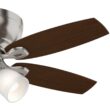 Casablanca Durant 44-in Brushed Nickel with Walnut/Burnt Walnut Blades Flush Mount Ceiling Fan With Light and Pull Chain Included 5 -Blade
