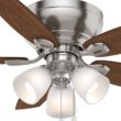 Casablanca Durant 44-in Brushed Nickel with Walnut/Burnt Walnut Blades Flush Mount Ceiling Fan With Light and Pull Chain Included 5 -Blade