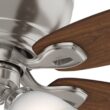 Casablanca Durant 44-in Brushed Nickel with Walnut/Burnt Walnut Blades Flush Mount Ceiling Fan With Light and Pull Chain Included 5 -Blade