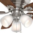 Casablanca Durant 44-in Brushed Nickel with Walnut/Burnt Walnut Blades Flush Mount Ceiling Fan With Light and Pull Chain Included 5 -Blade