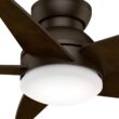 Casablanca Isotope 44-in Brushed Cocoa with Espresso Veneer Blades LED Flush Mount Ceiling Fan With Light and Wall Control Included 5 -Blade