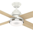 Casablanca Daphne 54-in Fresh White with Rustic Oak/Fresh White Blades LED Ceiling Fan With Light and Wall Control Included 4 -Blade