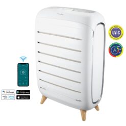 HOMEDICS Smart Wi-Fi Series with Air Quality Sensor 5 -Speed Ionic Smart Compatible White True HEPA and UV Air Purifier ENERGY STAR Certified (Covers: 553-sq ft )