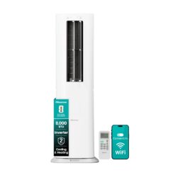 Hisense Tower Inverter 8000 BTU DOE 115-Volt Vented Medium Room Smart Portable Air Conditioner with Heater, Remote Included