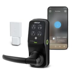 Lockly PGD628WMB Secure Pro Latch Matte Black Smart Wi-Fi and Bluetooth Touchscreen Keypad Electronic Handle Lock