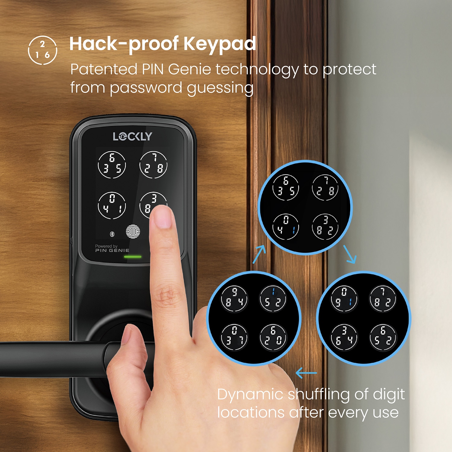 Lockly PGD628WMB Secure Pro Latch Matte Black Smart Wi-Fi and Bluetooth Touchscreen Keypad Electronic Handle Lock Lockly PGD628WMB Secure Pro Latch Matte Black Smart Wi-Fi and Bluetooth Touchscreen Keypad Electronic Handle Lock