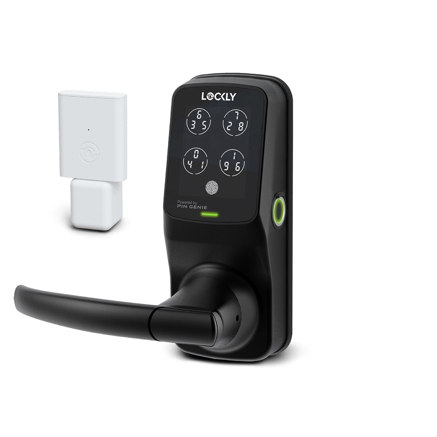 Lockly PGD628WMB Secure Pro Latch Matte Black Smart Wi-Fi and Bluetooth Touchscreen Keypad Electronic Handle Lock Lockly PGD628WMB Secure Pro Latch Matte Black Smart Wi-Fi and Bluetooth Touchscreen Keypad Electronic Handle Lock