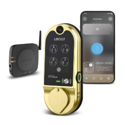 Lockly Vision Video Doorbell Smart Locks Brushed Gold Smart Wi-Fi and Bluetooth Touchscreen Keypad Electronic Deadbolt Lock
