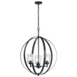 Kichler Winslow 3 -Light Polished Black Cage Seeded glass Metal Chandelier