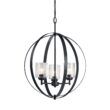 Kichler Winslow 3 -Light Polished Black Cage Seeded glass Metal Chandelier
