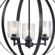 Kichler Winslow 3 -Light Polished Black Cage Seeded glass Metal Chandelier