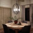 Kichler Winslow 3 -Light Polished Black Cage Seeded glass Metal Chandelier