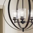 Kichler Winslow 3 -Light Polished Black Cage Seeded glass Metal Chandelier
