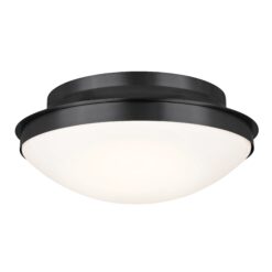 Kichler Bretta 17.75-in Black Indoor 3 -Light Flush Mount Light with Opal Glass