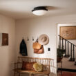 Kichler Bretta 17.75-in Black Indoor 3 -Light Flush Mount Light with Opal Glass