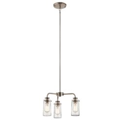 Kichler Braelyn 3 -Light Pewter Seeded glass Metal Chandelier