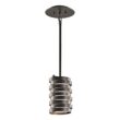 Kichler Roswell 1 -Light Olde Bronze Modern/contemporary Etched glass Metal Geometric Small Hanging Pendant Light