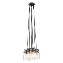 Kichler Brinley 6 -Light Olde Bronze Transitional Clear glass Jar Medium Hanging Pendant Light