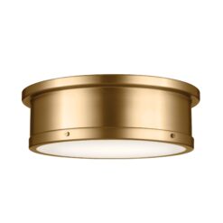 Kichler Serca 18-in Brushed Natural Brass Indoor 3 -Light Flush Mount Light with Etched Glass