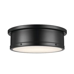 Kichler Serca 18-in Black Indoor 3 -Light Flush Mount Light with Etched Glass