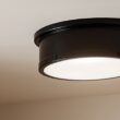 Kichler Serca 18-in Black Indoor 3 -Light Flush Mount Light with Etched Glass