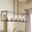 Kichler Crosby 5 -Light Black Modern/contemporary Clear glass Linear Large Hanging Kitchen Island Light