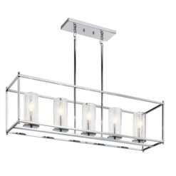 Kichler Crosby 5 -Light Polished Chrome Cage Clear glass Metal Chandelier