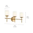 Kichler Ali 23.25-in 3 Light Brushed Gold Traditional Bathroom Vanity light